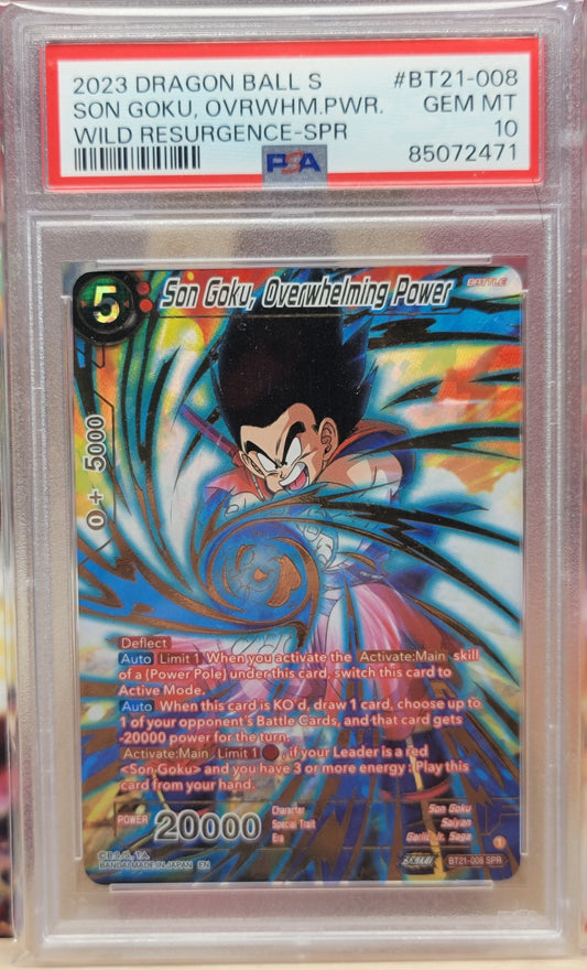 2023 Dragon Ball Super Wild Resurgence - Goku Overwhelm Power #BT21-008 PSA 10