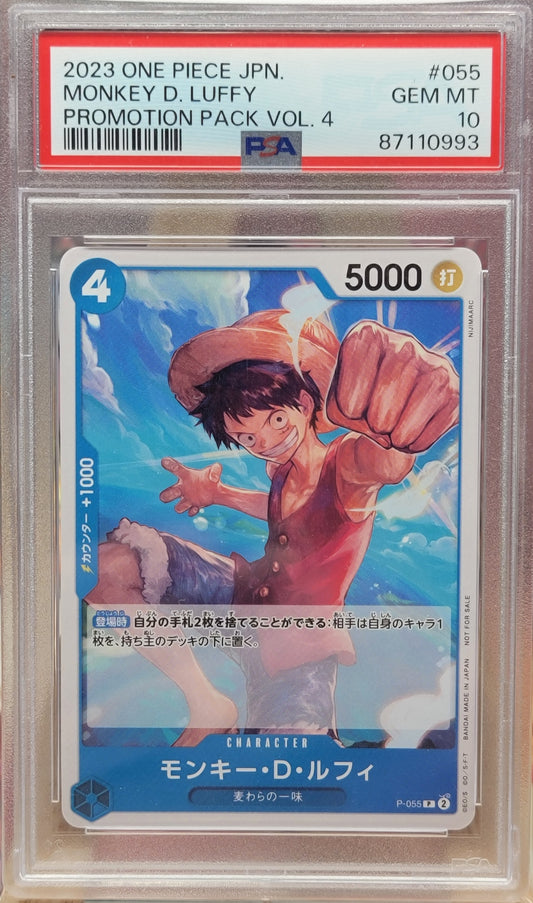 2023 Japanese One Piece Vol. 4 Pack Promo - Monkey D. Luffy P-055 PSA 10