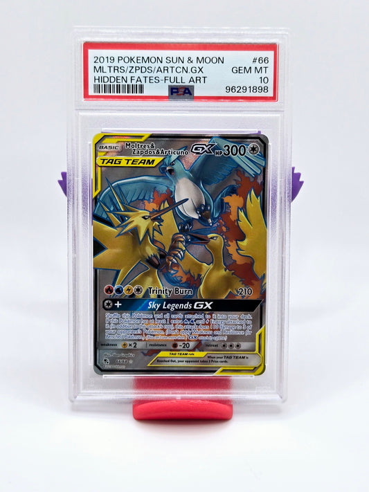 2019 Hidden Fates - Moltres & Zapdos & Articuno GX #66 PSA 10