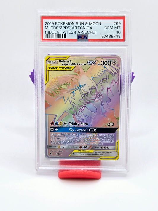 2019 Hidden Fates - Moltres & Zapdos & Articuno GX #69 PSA 10