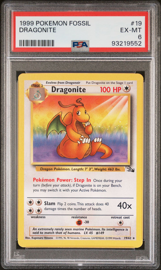 1999 Fossil - Dragonite #19 PSA 6