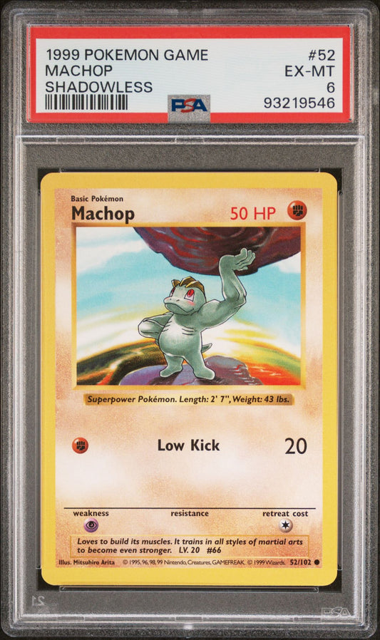 1999 Base Set - Machop #52 Shadowless PSA 6