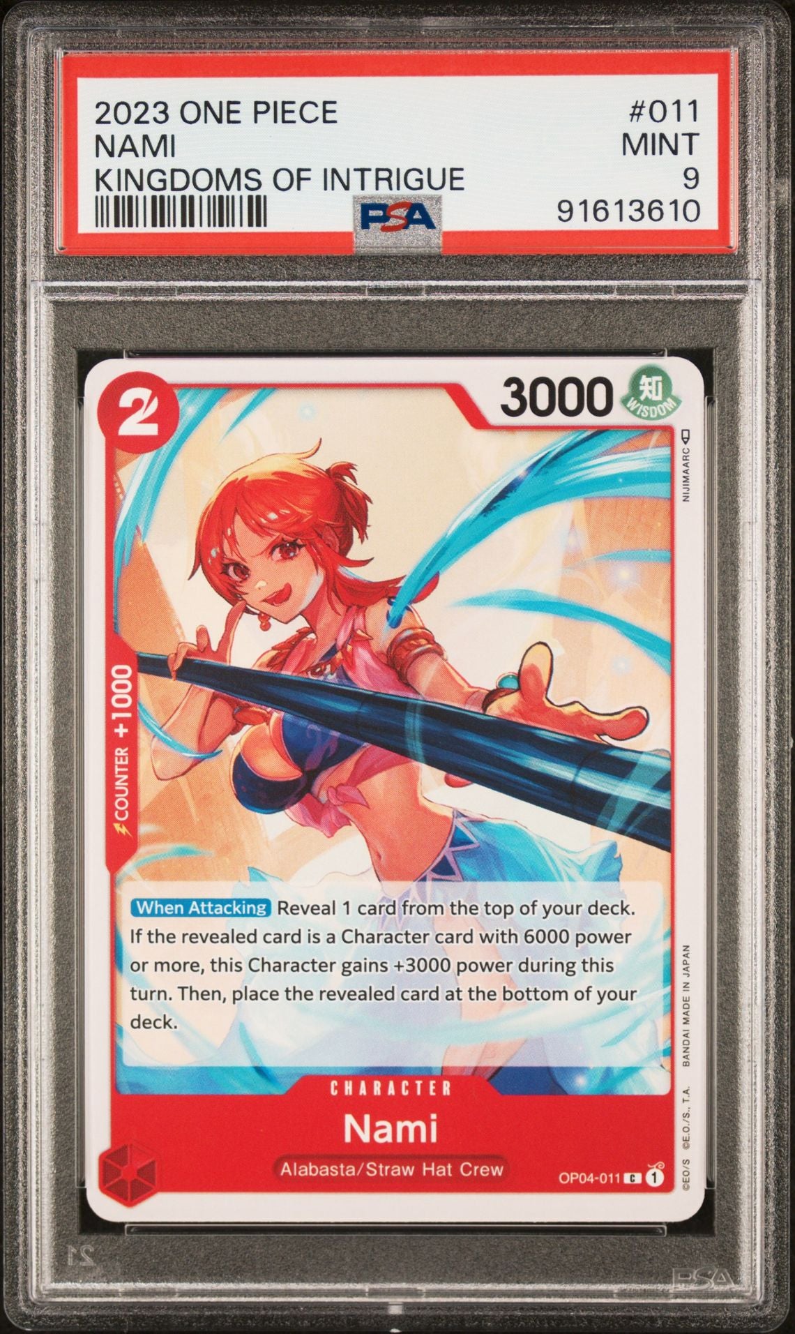 2023 One Piece Kingdoms Of Intrigue - Nami OP04-011 PSA 9