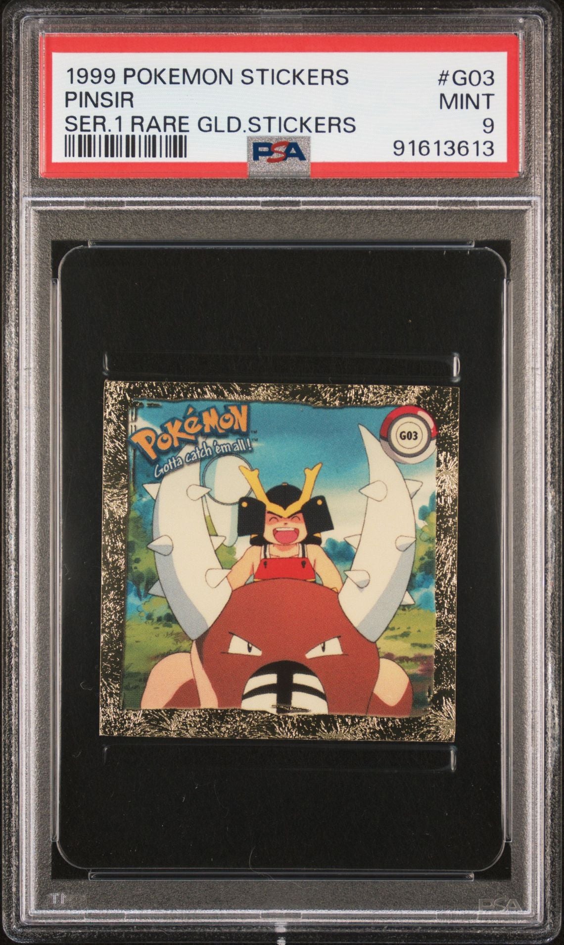 1999 Pinsir G03 Series 1 Rare GOLD STICKER PSA9