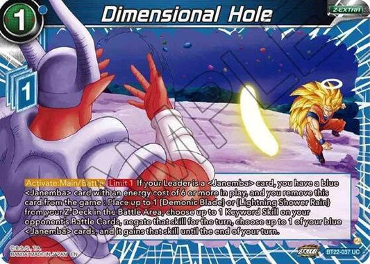 Dimensional Hole-Critical Blow BT22-037 UC