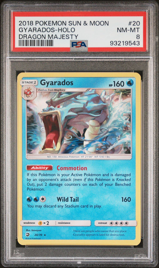 2018 Sun & Moon Dragon Majesty - Gyarados  #20 PSA 8