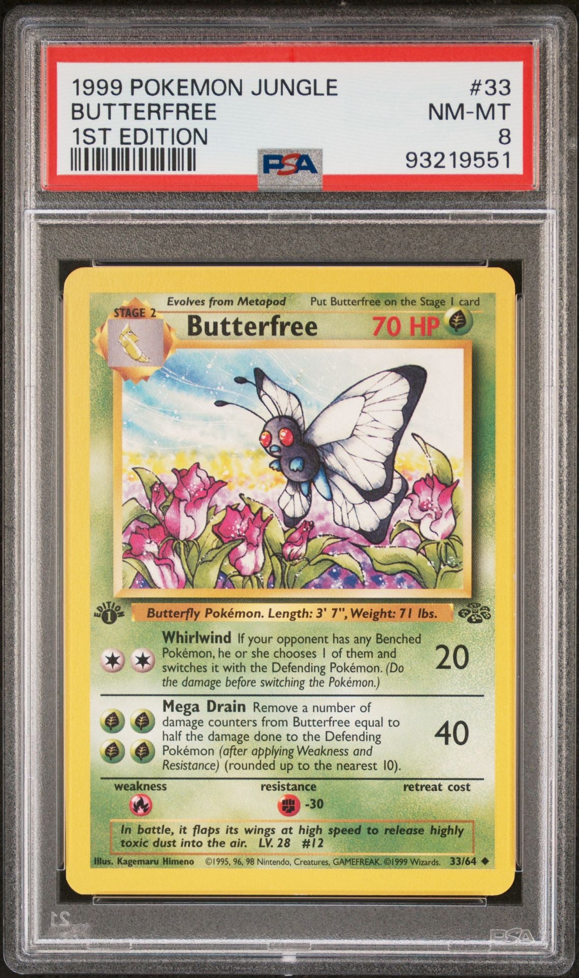 1999 Jungle - Butterfree #33 1st Edition PSA 8