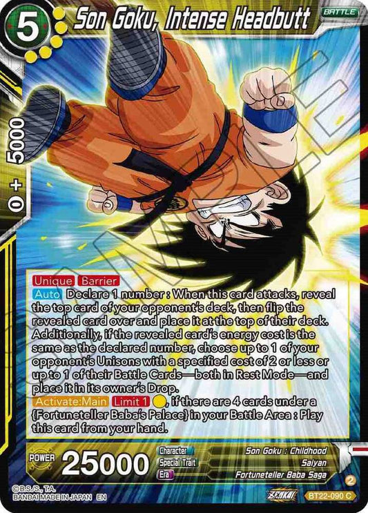 Son Goku, Intense Headbutt - Critical Blow BT22-090 C (Foil)