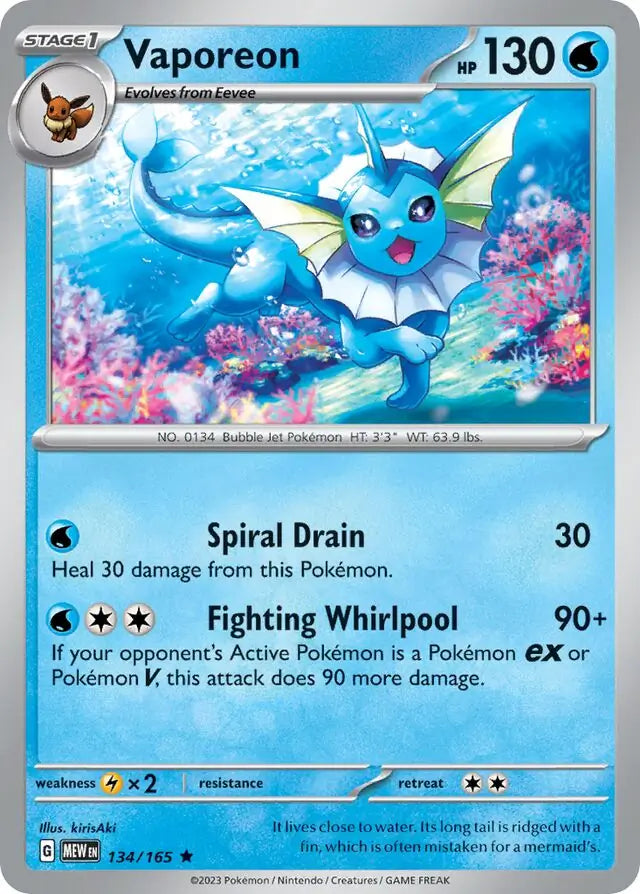 2023 Scarlet & Violet 151 - Vaporeon 134/165