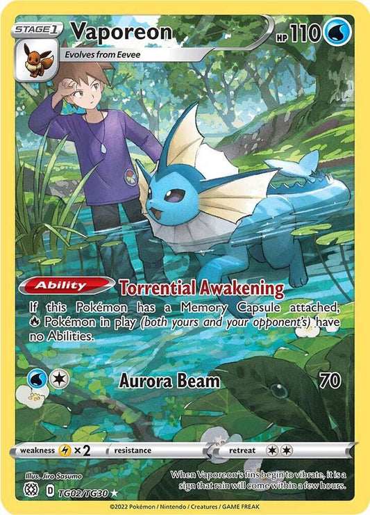 2022 Brilliant Stars Trainer Gallery - Vaporeon TG02/TG30