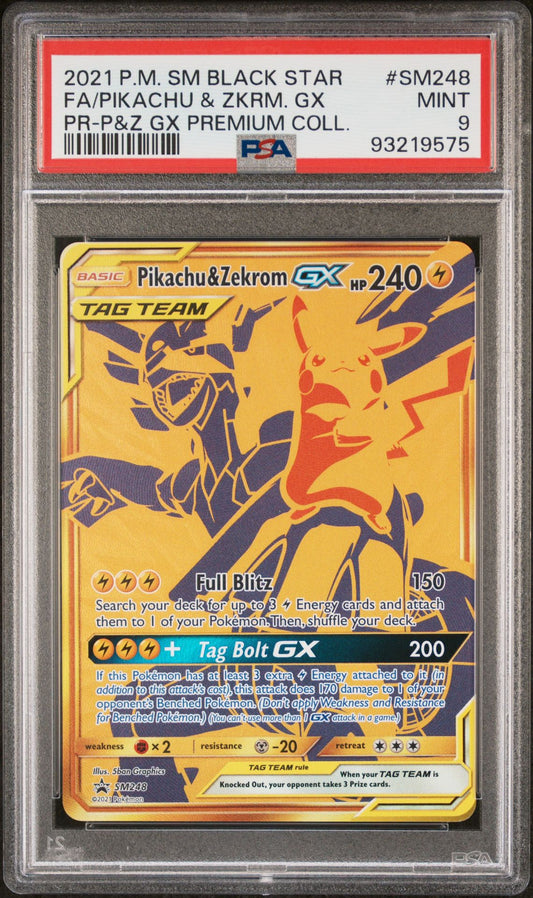 2021 Sun & Moon Black Star Promo - Tag Team Pikachu & Zekrom GX #SM248 PSA 9