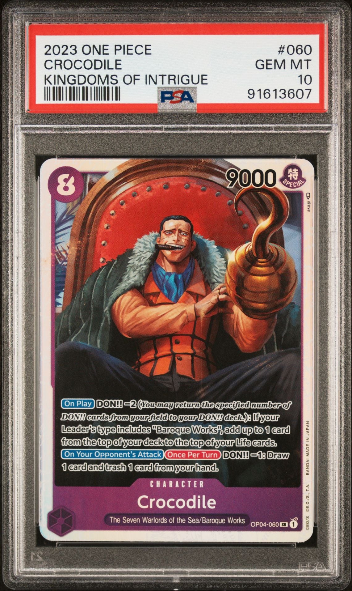 2023 One Piece Kingdoms Of Intrigue - Crocodile OP04-060 PSA 10